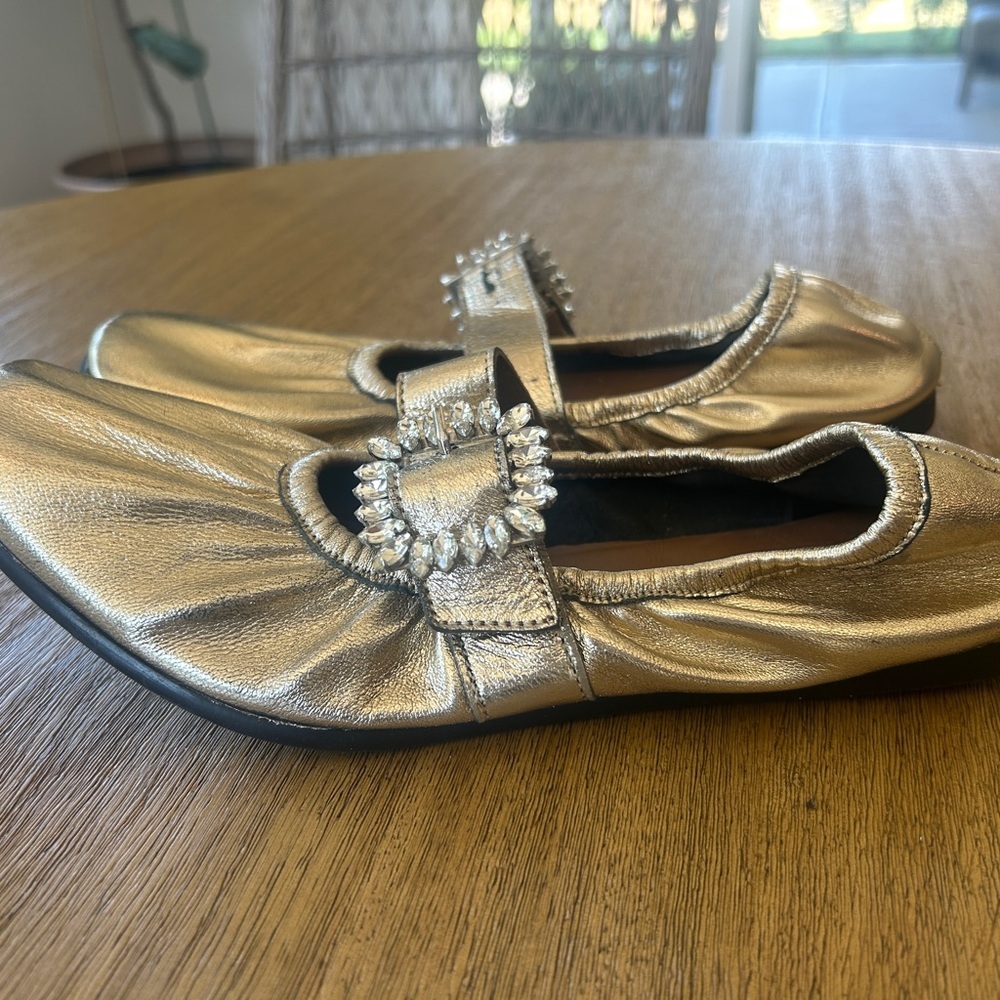 Free People Gold Embellished Flats
